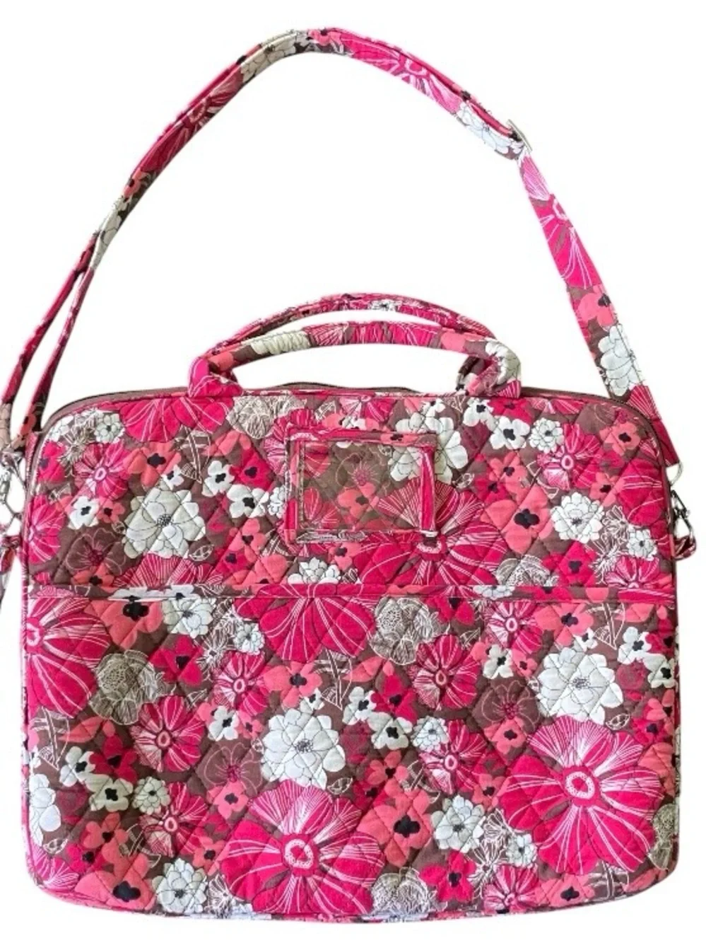 Nicole's Boutique Laptop Case Quilted Floral Print Pink White Preppy School Girl